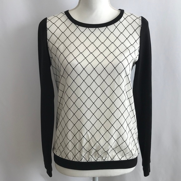 Cynthia Rowley Black/White Diamond Pattern Blouse - Picture 1 of 7